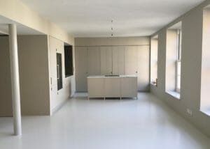 White resin kitchen dining room flooring 2