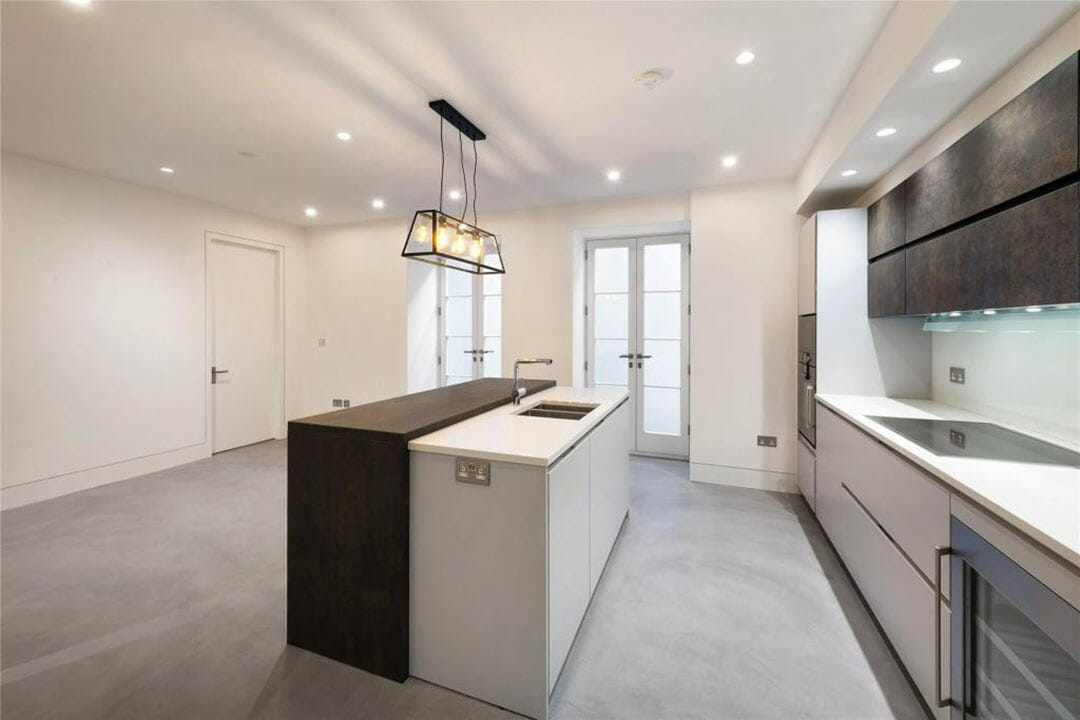 Grey MicroCrete installation in West London.