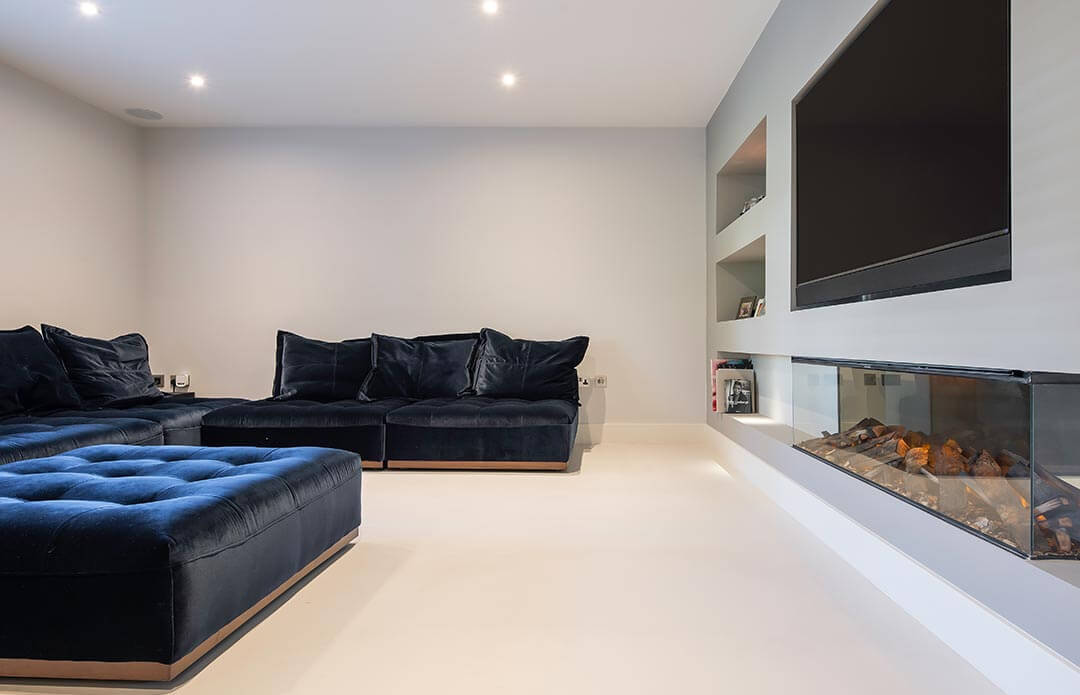 Kerakoll Design Cementoresina living room floor in WR02 colour
