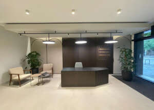 Microcement office reception installation, London