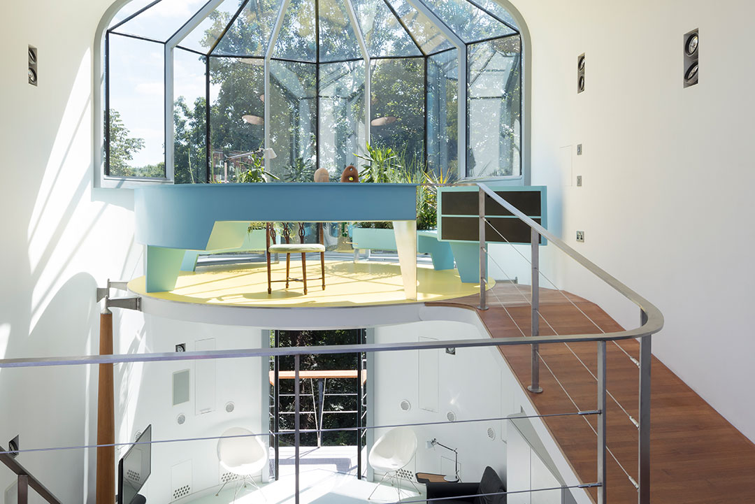 The glazed winter garden dome above the living level at 6 Wood Lane, Highgate